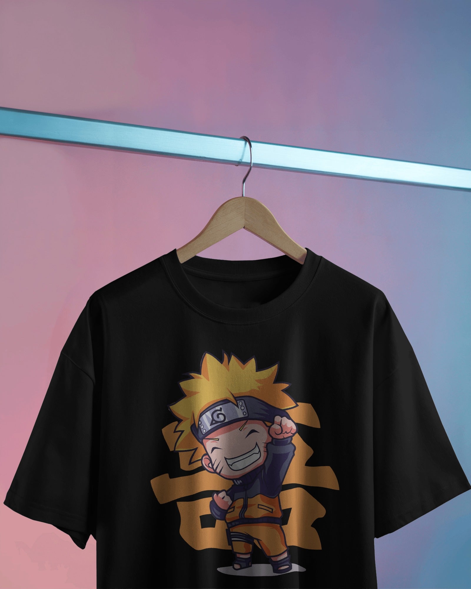 Mini Naruto Graphic Printed Oversized T-Shirt